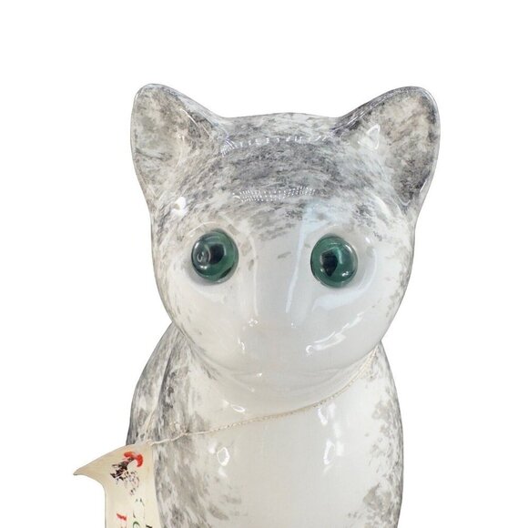ELPA Alcobaca White Black Cat With Glass Green Eyes Made In Portugal W Sticker - Picture 4 of 13